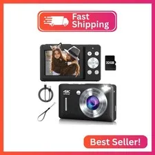 Digital Camera, 44MP Compact Camera, FHD 1080P Point and Shoot Digital Cameras w