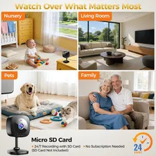 ZEEPORTE 2K Indoor Cameras for Home Security - Baby Monitor and Dog Pet Camer...