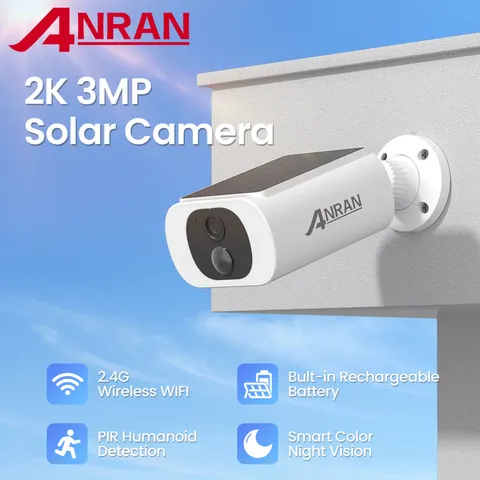 ANRAN Solar Security Camera Outdoor 3MP WiFi Battery Color Night Vision