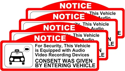 4 Pack Car Video Recorder Stickers, (9 X 3.5 Cm/W X H) -Camera Audio Video Recor
