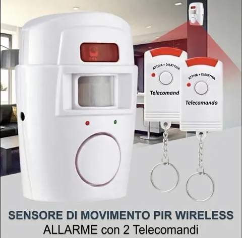 Anti-theft alarm with motion sensor and siren 105dB 2 remotes home offices