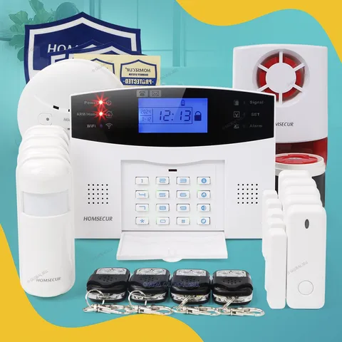 HOMSECUR Wireless &wired WIFI 4G GSM Burglar Alarm System+4*PIR+Door Sensor