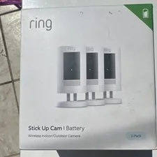 Ring Stick Up Cam Battery 3-Pack White 1080p Color Night Vision 2-Way Talk