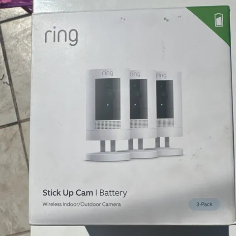 Ring Stick Up Cam Battery 3-Pack White 1080p Color Night Vision 2-Way Talk