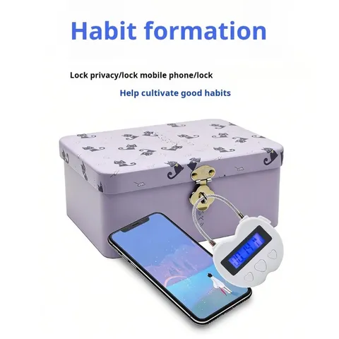 USB Rechargeable Temporary Timer Padlock LCD Display Time Lock Enduring