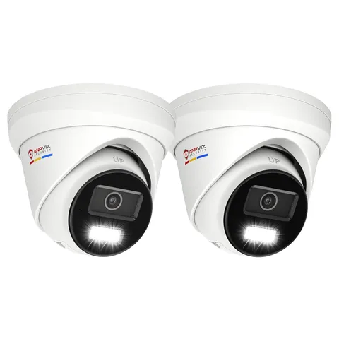 Anpviz 2 Pack 4K 8MP PoE IP Camera, Turret Wired Security 2 Pack, White