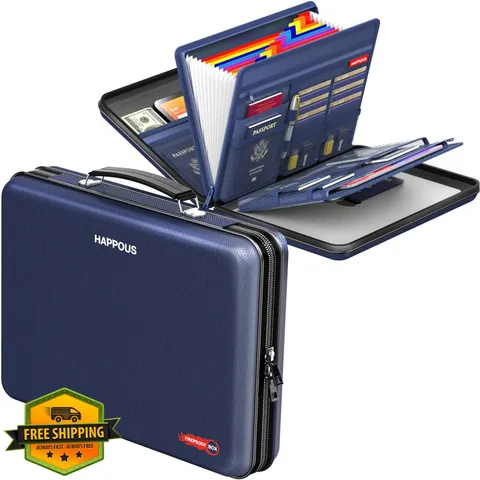 HAPPOUS Blue Fireproof Document Box