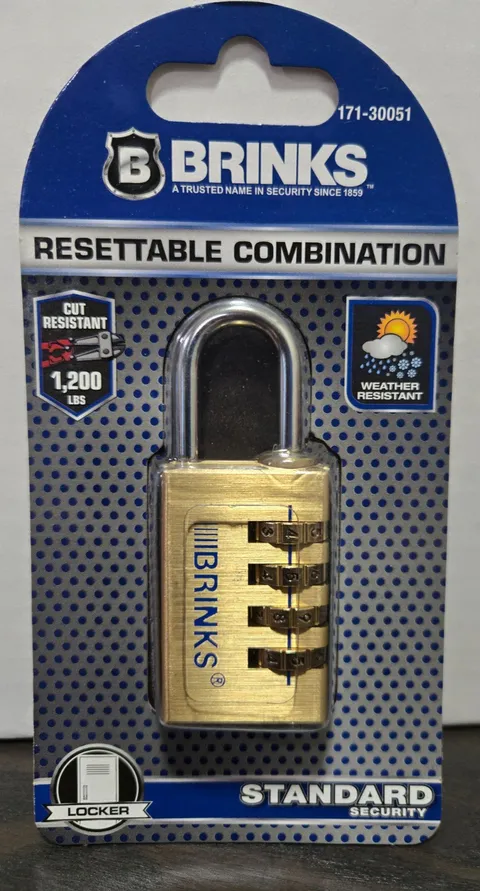 BRINKS - 30mm 4-Dial Resettable Padlock - Chrome Plated  Hardened Steel Shackle