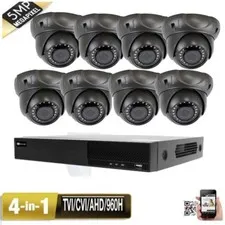 8CH 5-in-1 DVR 5MP 4-in-1 Varifocal 24IR Zoom Security Camera System USB HDMI 0m