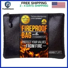 Fireproof Money Bag 10x13 Waterproof Document Holder Zipper Safe Storage