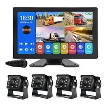 EVERSECU 4K Car Backup Cameras System with 10.1" Touch Screen Quad Charcoal
