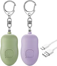 130Db Portable Personal Alarm 2-Pack for Self Defense, Rechargeable Keychain wit