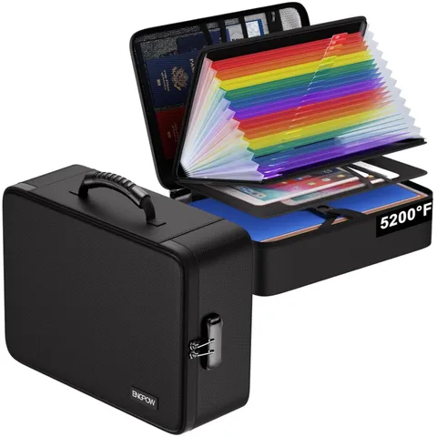 5200℉ Fireproof & Waterproof Document Organizer with 25 Accordion Pockets & Lock
