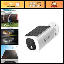 2K Wireless Solar Security Camera Outdoor - WiFi Surveillance, Color Night Visio