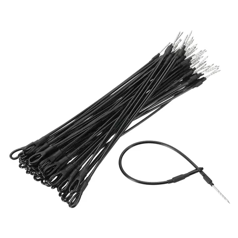 50Pcs Security Tags Lanyards Wire Loop (7", Black), Steel Wire Cable Loop