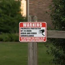 4pcs Video Surveillance Warning Signs 10x7" Aluminum with Pre-Drilled Hole