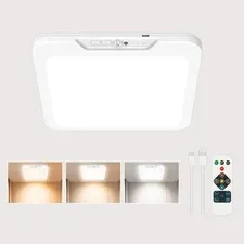 Rechargeable Ceiling Light with Motion Sensor & Remote, 3 Color 1 Pack, White