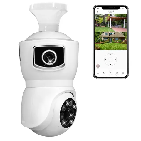 Light Bulb Security Cameras Wireless, 2.4GHz WiFi Light Socket Cam, E27 360° ...