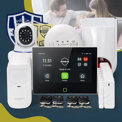 HOMSECUR Wireless WIFI 4G 2G SMS Autodial LCD Burglar Intruder 7" Alarm System