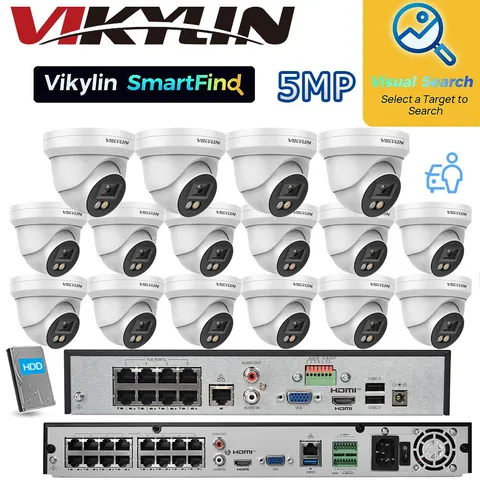 VIKYLIN SmartFind NVR Set Dual lens Color Smart Light 5MP Mini IP Camera MD Lot