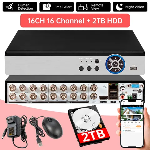 FUERS 16CH DVR Recorder with Pre-Installed 2TB HDD, Home Business Security Kit