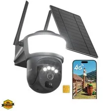4G LTE Cellular Solar Security Camera Wireless Outdoor, Free Cloud Storage, N...