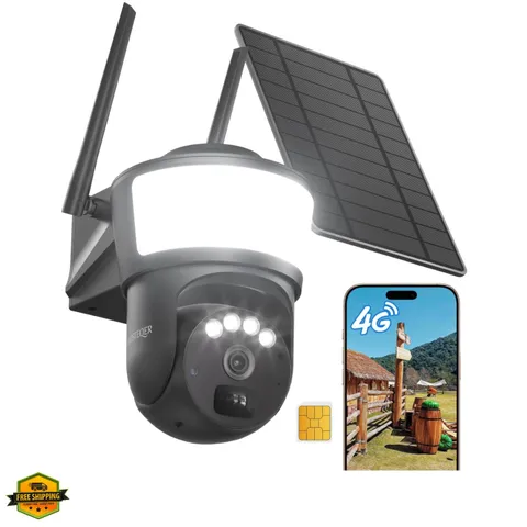 4G LTE Cellular Solar Security Camera Wireless Outdoor, Free Cloud Storage, N...