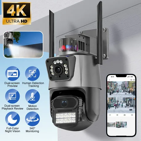 Upgraded Dual Lens 4K WiFi Security Camera Outdoor Home Night Vision CCTV PTZ US