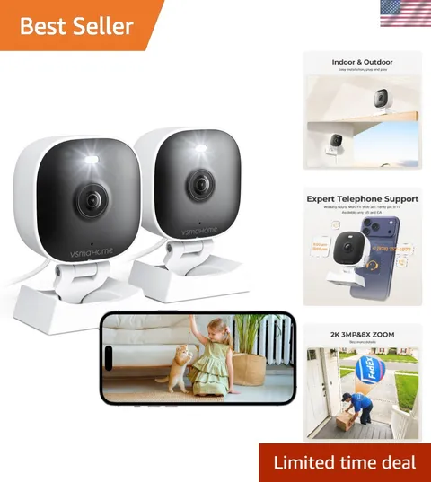 Home Security Indoor/Outdoor Cameras - 3MP Resolution & Motion Alerts Included