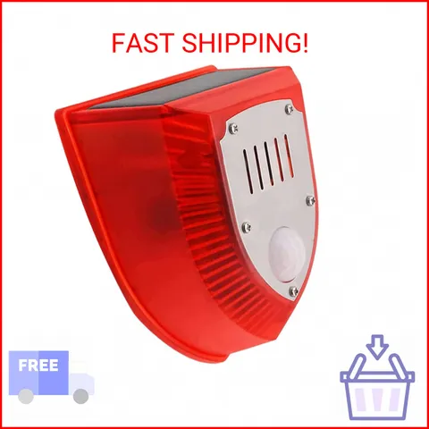 WONFAST Solar Motion Sensor Alarm Light Outdoor,Dog Barking&Gunshot Sound 129db