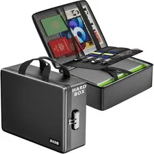 Fireproof Document Box with Lock, Hard-Shell File Organizer, Black | Water-Re...