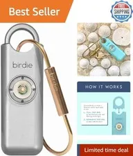 Compact Metallic Silver Personal Safety Alarm for Women with Loud Siren & Light