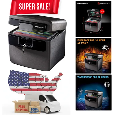 HD4100 Fireproof Waterproof Key Lock File Safe - Essential Document Storage