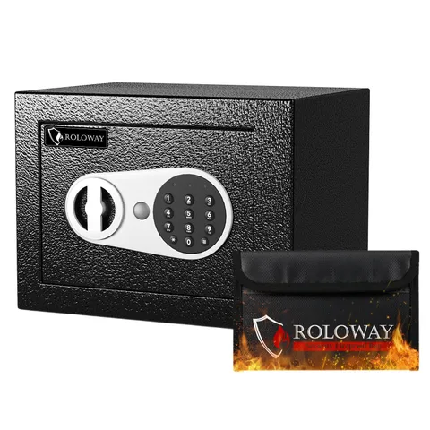 Digital Safe Box Security Home Money Case with Fireproof File Bag Silver