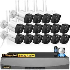 OOSSXX 5.5MP 16-Camera Wireless Security Camera System NVR With 3TB Hard Drive