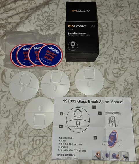 Glass break sensor window alarm 4 pack new in box