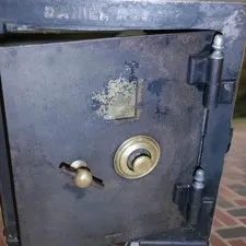authentic late-19th-century Victorian-era floor safe. This heavy-duty historic p