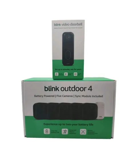 NEW Blink Video Doorbell + 5 Outdoor 4 Smart Security Cameras + Sync Module Set