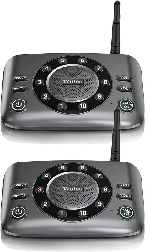 2 Pack, Wuloo Wireless Intercom System 4 Pack Full Duplex 5280ft Range