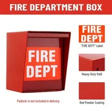 Safety Fire Department Box With Lock Hole Red Heavy Duty Steel ‎Wall Mount Quick