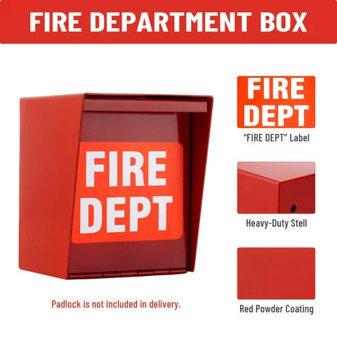 Safety Fire Department Box With Lock Hole Red Heavy Duty Steel ‎Wall Mount Quick