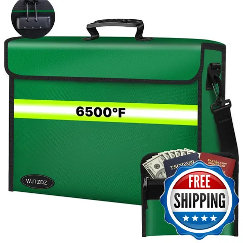 Wjtzdz 6500F Fireproof Document Bag Lock-Fireproof 10 Layers Insulation