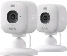 Blink Mini 2K+ Compact plug-in security camera 2K video resolution 2 Pack NEW