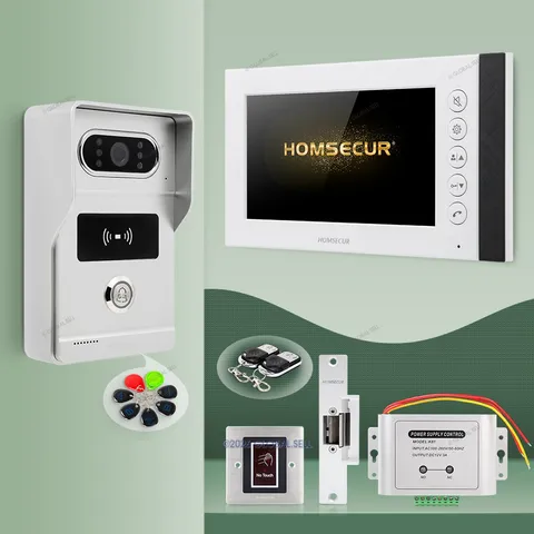 HOMSECUR 7" 4 Wire HD Video Door Phone Call Intercom RFID Keyfobs Door Unlock