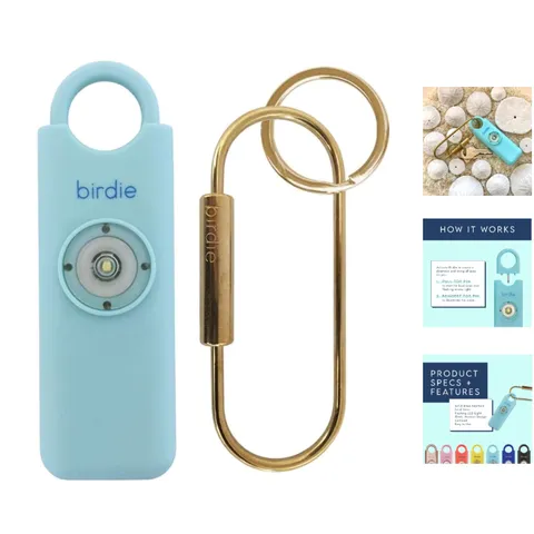 She’s Birdie Aqua Personal Safety Alarm – 130 dB Siren & Strobe Light Keychain