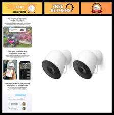 Outdoor Security Camera 2 Pack - 2K Video, Motion Detection, Color Night Vision,