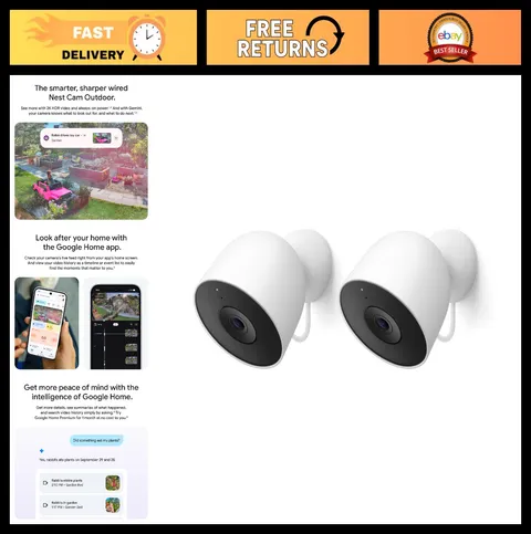 Outdoor Security Camera 2 Pack - 2K Video, Motion Detection, Color Night Vision,