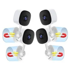 2K Magnetic Security Camera for Home, Night Vision, Compact Pet Camera with P...