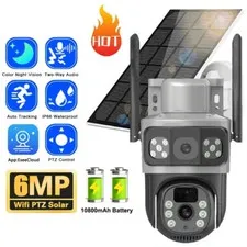 Dual Lens PTZ IP Camera Outdoor HD Three Screen WiFi Security Cam Night Vision
