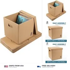 12" Vinyl Record Storage and Moving Box, Holds 60 Records or LPs, 2-Pack | Du...